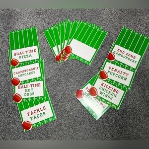 NEW Game day Football banner 15 Food Cards, concessions place cards, green white